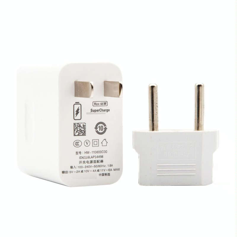 66W USB Fast Charging Travel Charger With EU Plug Conversion Head + 6A USB to Type-C Flash Chargi...
