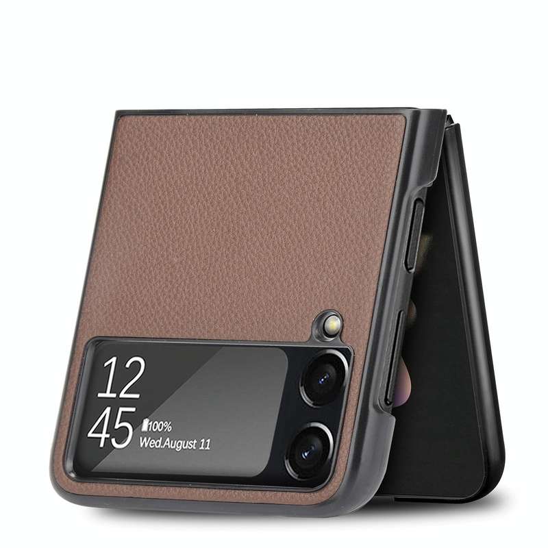 For Samsung Galaxy Z Flip3 5G Litchi Texture Phone Case(Brown)