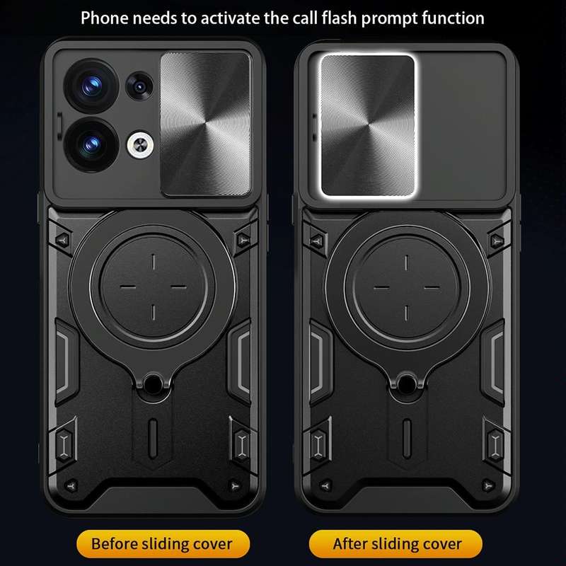 For OPPO Reno8 5G CD Texture Sliding Camshield Magnetic Holder Phone Case(Black)