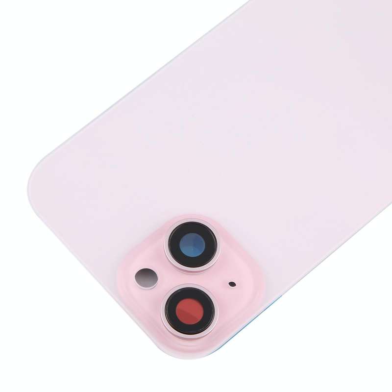 For iPhone 15 Battery Back Cover with Camera Lens Cover + MagSafe Magnet(Pink)