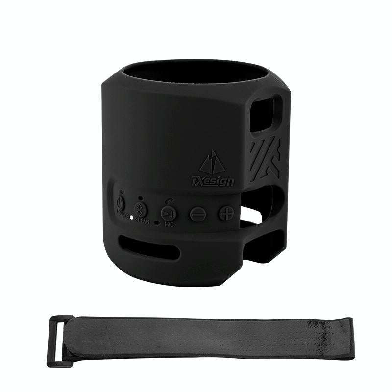 For Sony SRS-XB13 Speaker Silicone Case With Hook And Loop Fastener Strap(Black)