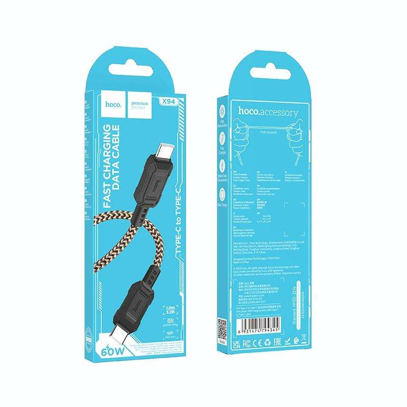 hoco X94 Leader 60W USB-C / Type-C to USB-C / Type-C Charging Data Dable, Length:1m(Gold)