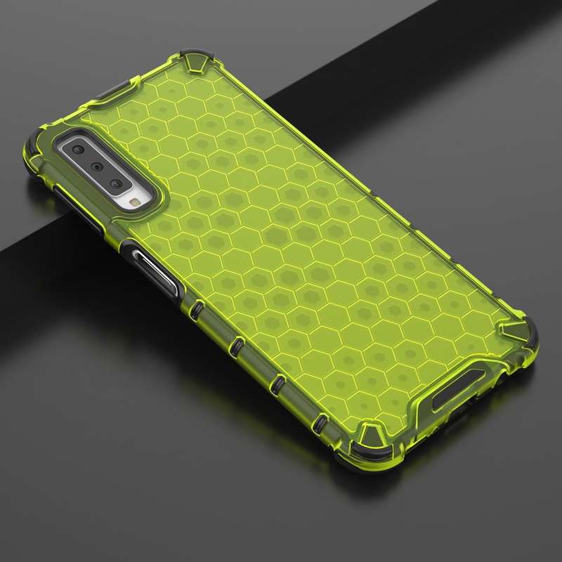Shockproof Honeycomb PC + TPU Case for Galaxy A7 (2018) (Green)
