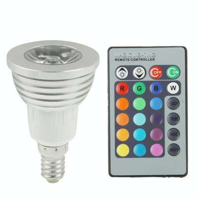 E14 3W RGB Flash LED Light Bulb, Luminous Flux: 240-270lm, with Remote Controller, AC 85-265V