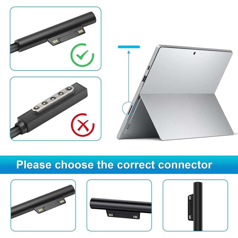 For Microsoft Surface Pro 7 / 7 Plus / 8 / 9 / X & Laptop 3 / 4 / 5 65W Laptop Power Adapter (UK ...