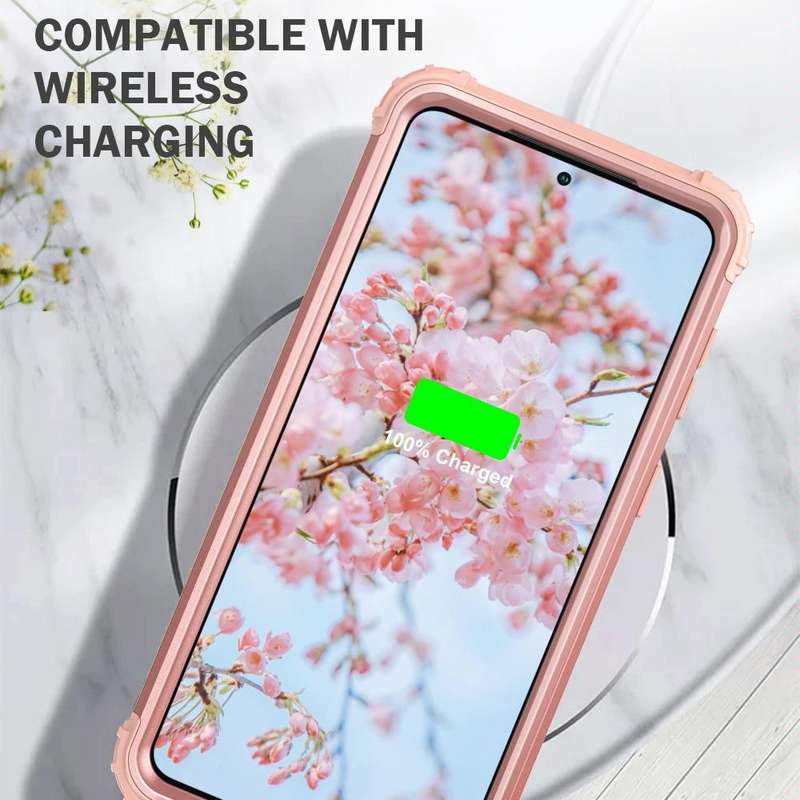For Samsung Galaxy S21 5G 3 in 1 Shockproof PC + Silicone Protective Case(Rose Gold)