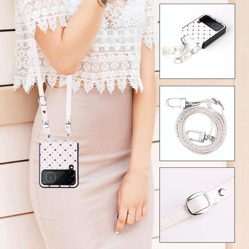 For Samsung Galaxy Z Flip4 5G Colorful Love Lanyard Phone Case(Purple)