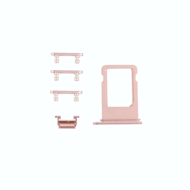 Card Tray + Volume Control Key + Power Button + Mute Switch Vibrator Key for iPhone 7(Rose Gold)