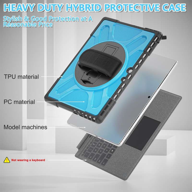 For MicroSoft Surface Pro 9 Rotatable Kickstand Grip Shockproof Tablet Case(Blue)