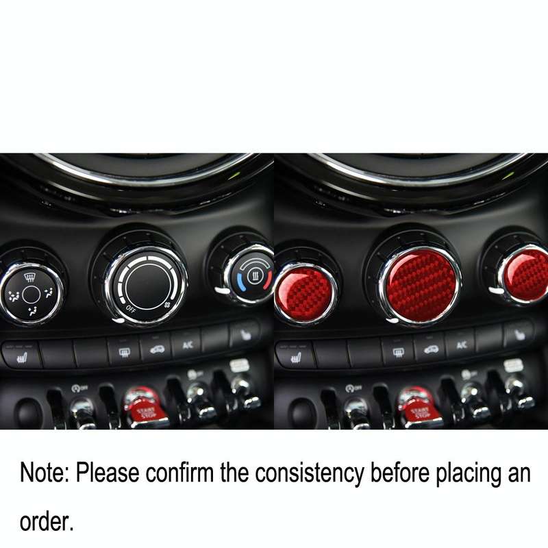 Car Carbon Fiber Multimedia Knob Decorative Sticker for BMW Mini F55 F56 F60, Left and Right Driv...