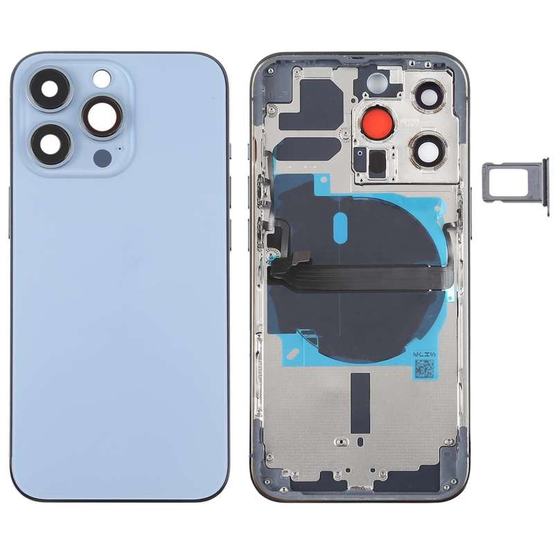 For iPhone 13 Pro Battery Back Cover with Side Keys & Card Tray & Power + Volume Flex Cable & Wir...