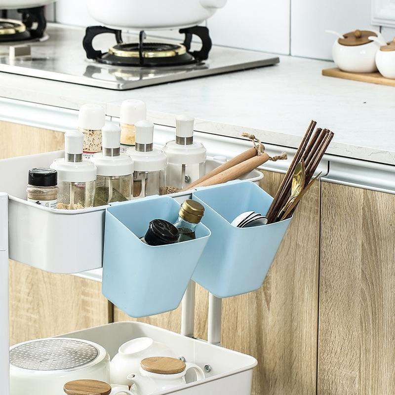 4 PCS Home Cart Back Hanging Plastic Storage Basket(Pink)