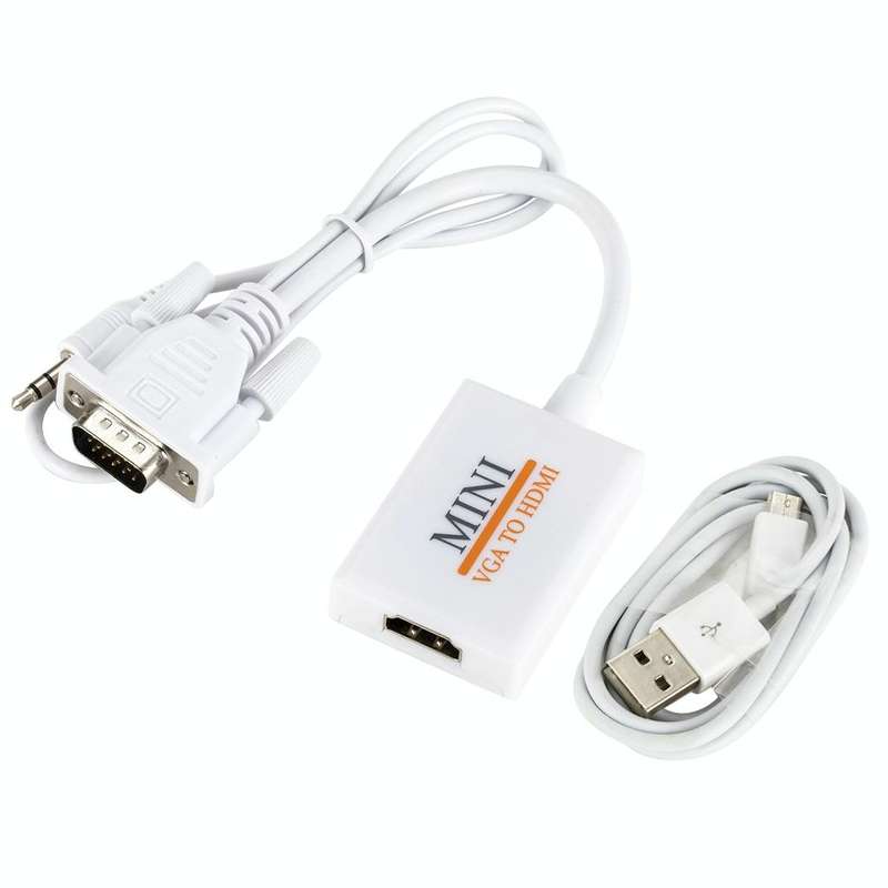 VGA + Audio to Full HD 1080P HDMI Video Converter Box Adapter for HDTV(White)