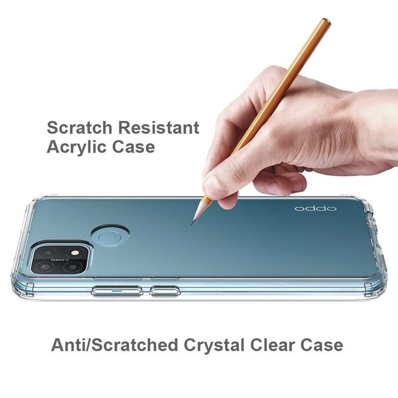 For OPPO A15 Shockproof Scratchproof TPU + Acrylic Protective Case(Black)