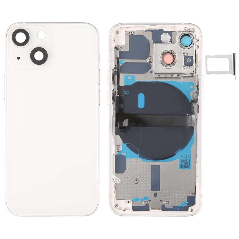 For iPhone 13 mini Battery Back Cover with Side Keys & Card Tray & Power + Volume Flex Cable & Wi...