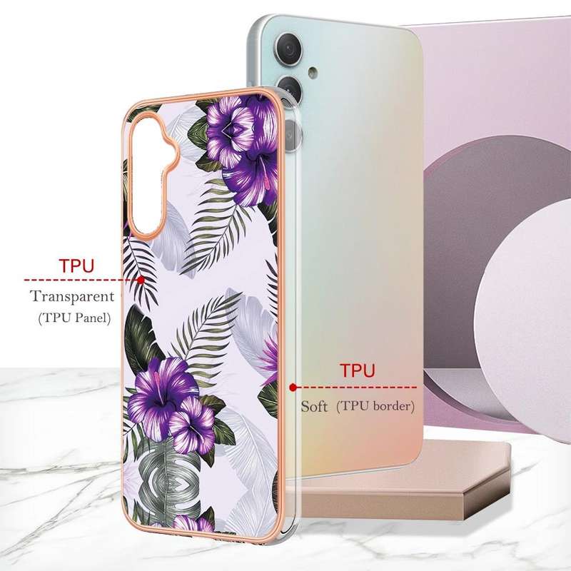 For Samsung Galaxy A24 Electroplating IMD TPU Phone Case(Purple Flower)