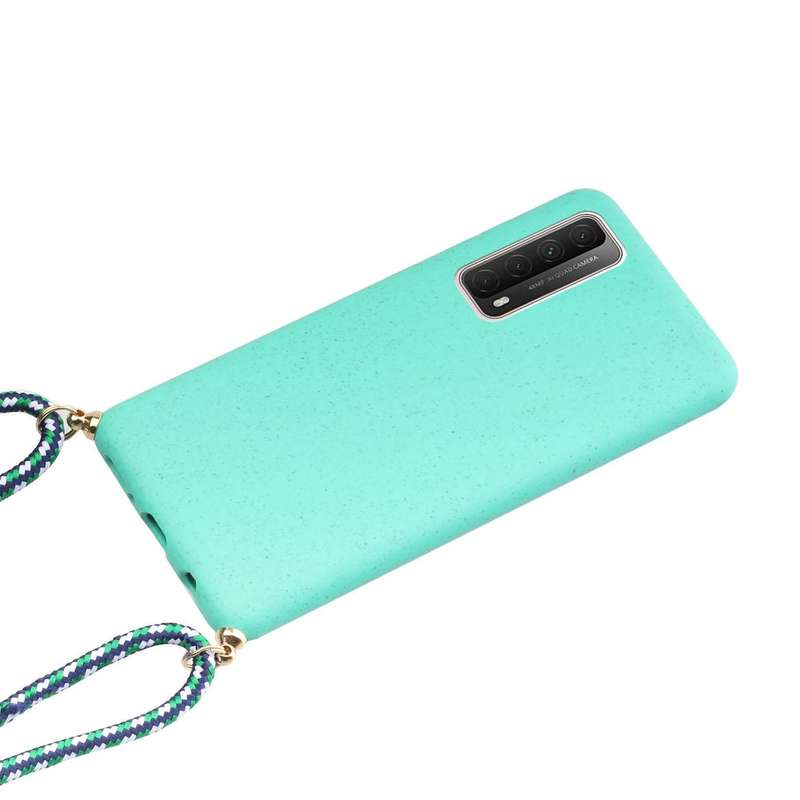 For Huawei P smart 2021 Wheat Straw Material + TPU Protective Case with Lanyard(Green)
