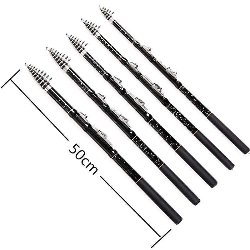 ZHANLANGWANG Carbon Throwing Pole Mini Short Rock Fishing Rod, Length: 2.1m(Black)