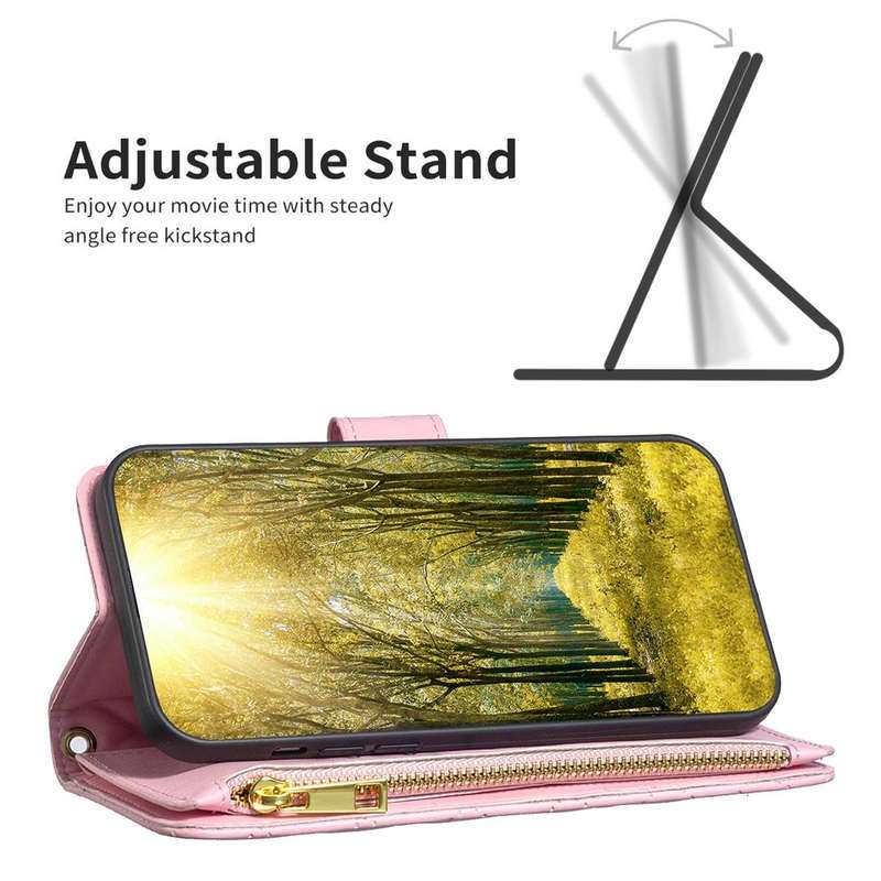 For Samsung Galaxy A73 5G Diamond Lattice Zipper Wallet Leather Flip Phone Case(Pink)