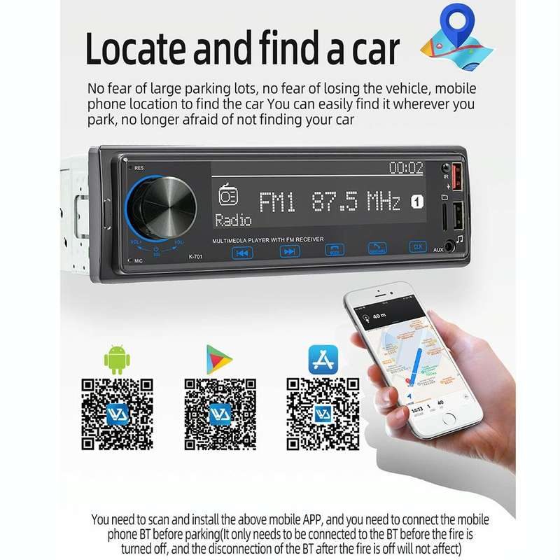 2.5D Touch Screen Car MP3 Player Radio Support Bluetooth Positioning Find Car