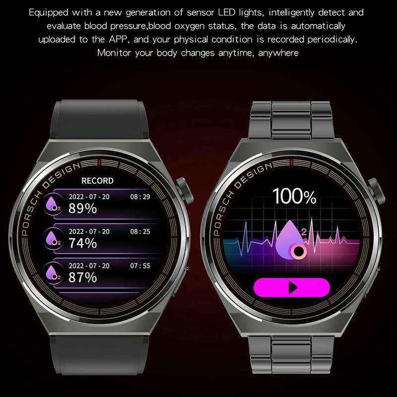 MD3MAX Porsche Ver 1.39 inch Round Screen TPU Strap Smart Watch Supports Heart Rate Monitoring/Bl...