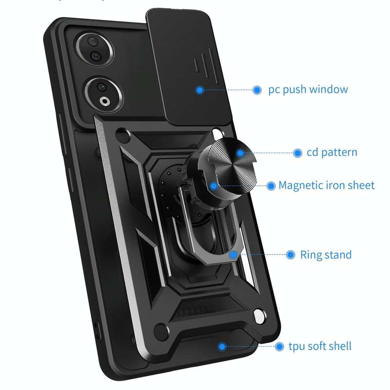 For Honor 90 5G Sliding Camera Cover Design TPU+PC Phone Case(Blue)