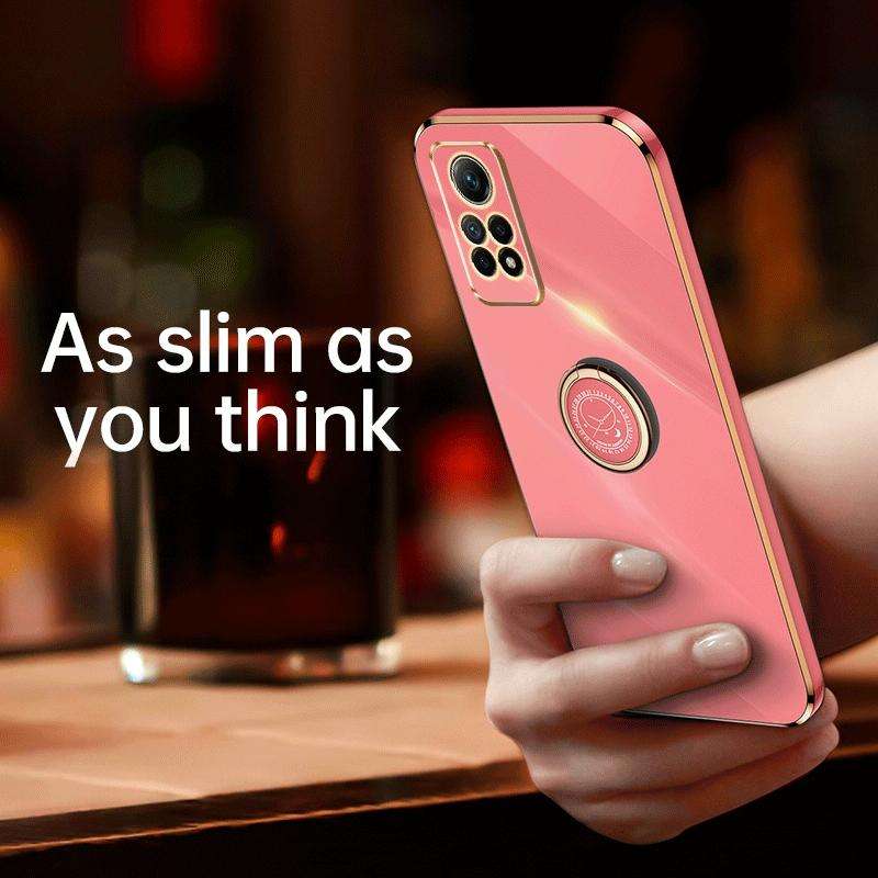 For Xiaomi Redmi Note 12 Pro 4G XINLI Straight Edge 6D Electroplate TPU Phone Case with Ring Hold...