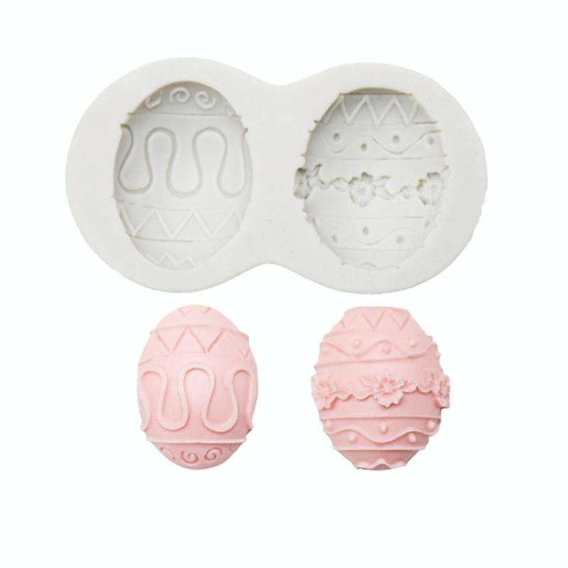 2 PCS Easter Bunny Egg Chocolate Baking Clay Silicone Mold, Specification: Double Egg