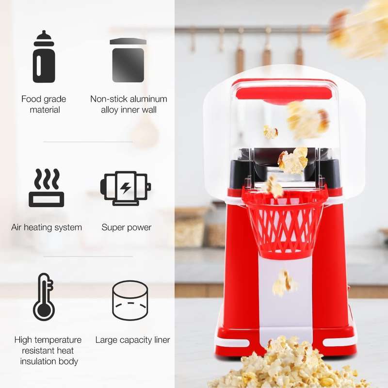 1200W Basket Popcorn Machine Electric Automatic Corn Popper 220V EU Plug