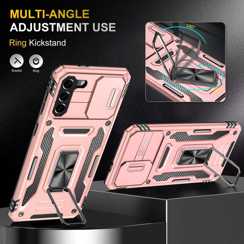 For Samsung Galaxy S21 5G Armor PC + TPU Camera Shield Phone Case(Rose Gold)