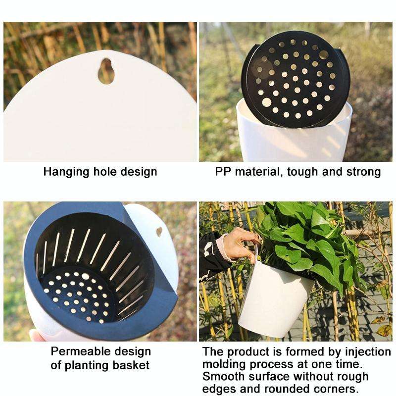 Self-Watering Planter Grow Plants Lazy Flower Pots Wall-hanging Round Resin Plastic Flower Pots, ...