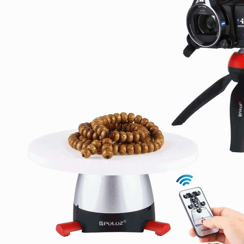 PULUZ Electronic 360 Degree Rotation Panoramic Tripod Head + Round Tray with Control Remote for S...