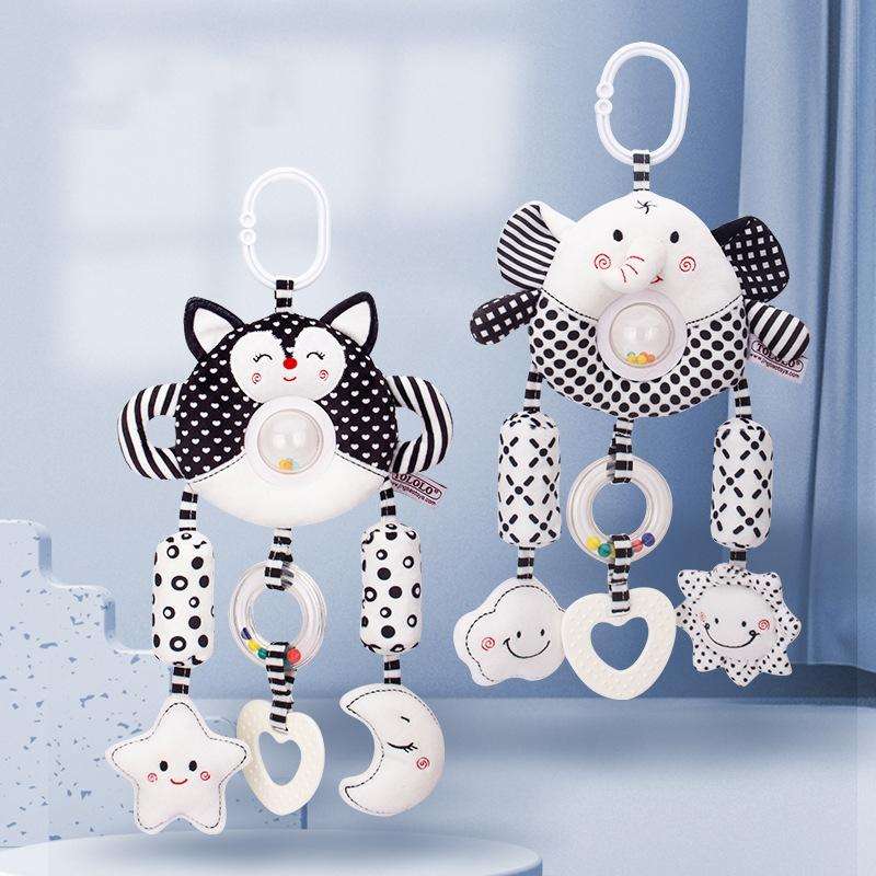 Newborn Baby Stroller Pendant Black And White Wind Chime 0-1 Year Old Early Education Toy Baby Co...