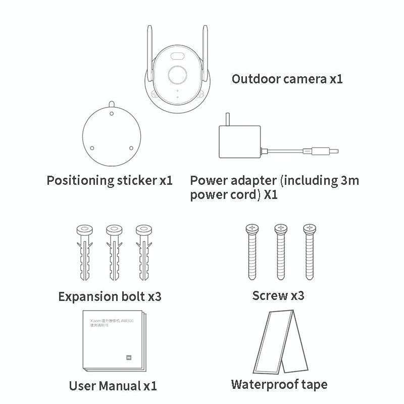 Original Xiaomi AW300 WiFi Smart Outdoor Camera 2K Full Color Night Vision IP66 Waterproof Video ...