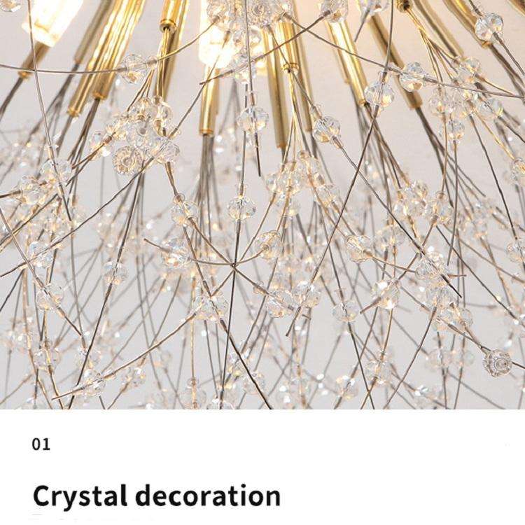 Bedroom Crystal Ceiling Lamp Creative Dandelion Living Room Lamp Dining Room Lamp, Style:Chrome (...
