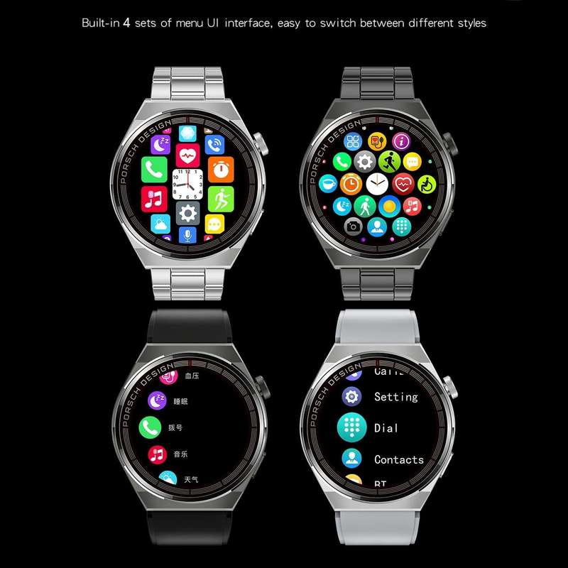 MD3MAX Porsche Ver 1.39 inch Round Screen TPU Strap Smart Watch Supports Heart Rate Monitoring/Bl...