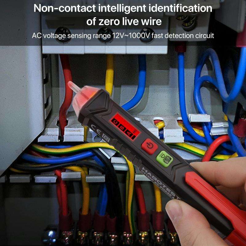 HABOTEST HT100P Non Contact 3 Phase Rotation Indicator AC LCD Display Detector Pen Tester