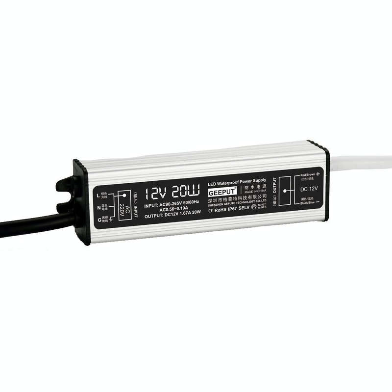 GEEPUT 220V Turn 12V LED Waterproof Power Supply Transformer, Model: 1.67A 20W