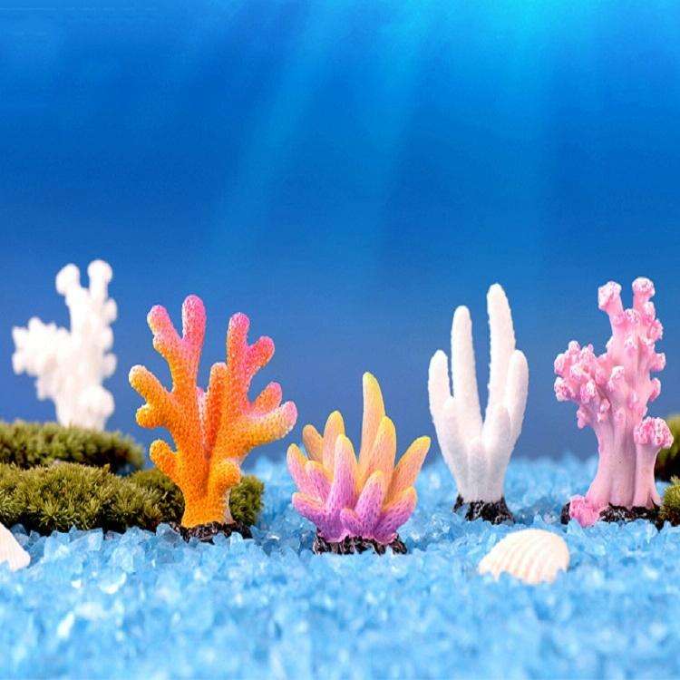 10 PCS Simulation Resin Coral Aquarium Fish Tank Small Ornaments, Colour: No. 7 White