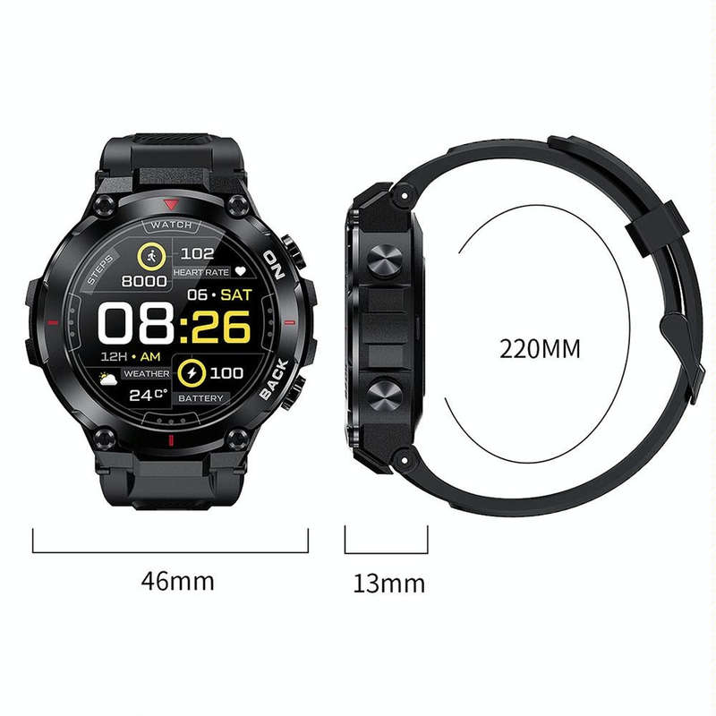 K37 1.32 Inch Heart Rate Monitoring Smart Watch With GPS Positioning Function(Black)