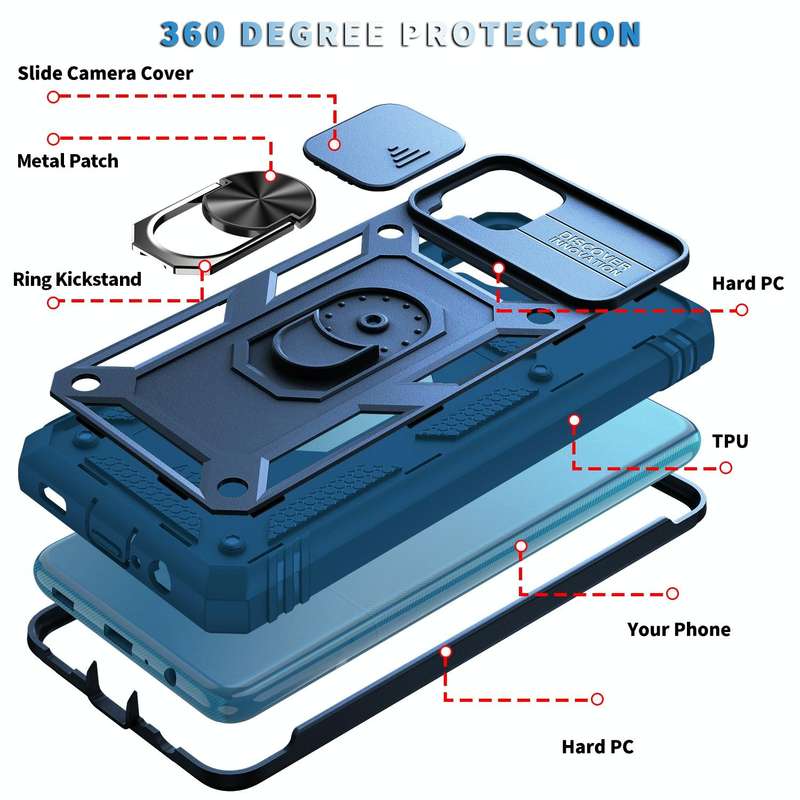 For Samsung Galaxy A12 Sliding Camera Cover Design TPU + PC Protective Case with 360 Degree Rotat...