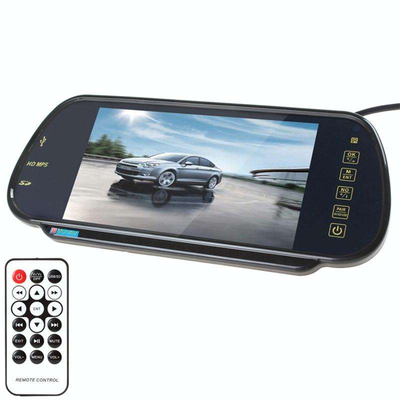 PZ-710 7.0 inch TFT LCD Car Rearview Mirror Monitor with Remote Control, Support Bluetooth / MP5 ...