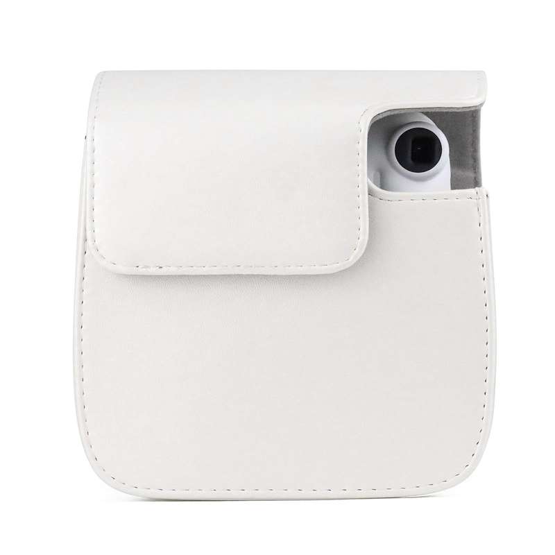 Solid Color Full Body Camera Leather Case Bag with Strap for FUJIFILM Instax mini 11 (White)