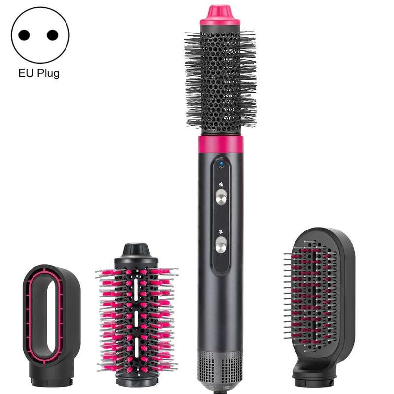 4 In 1 Hair Dryer Curling Straight Comb Hot Air Comb(EU Plug)