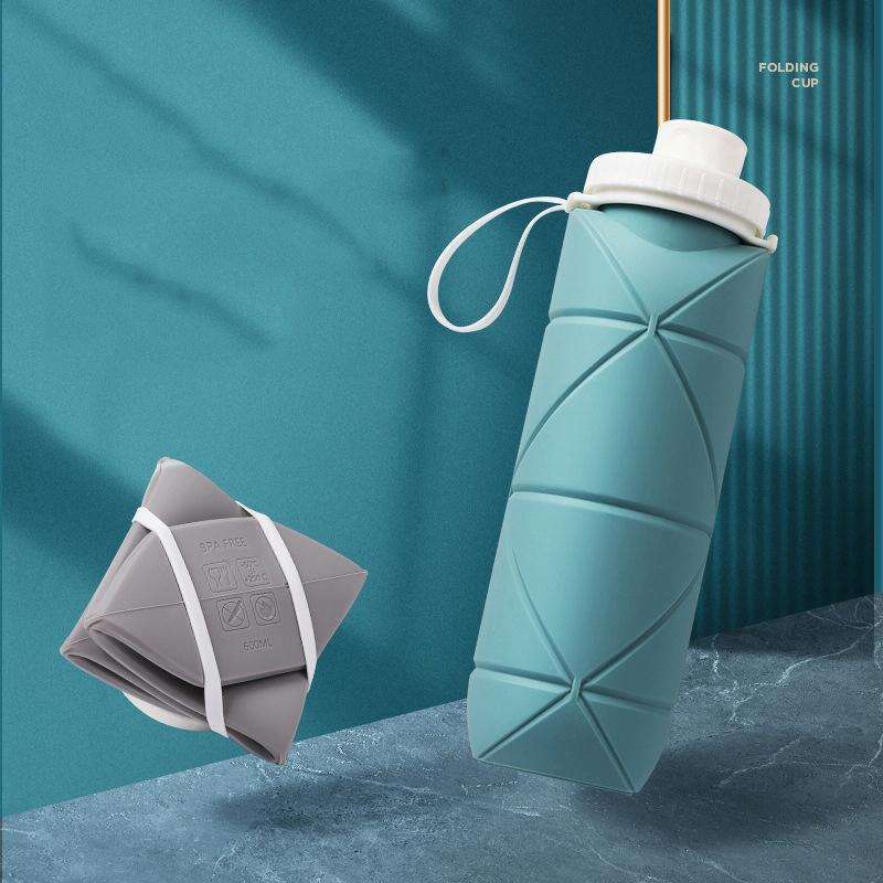 600ml Silicone Folding Cup Outdoor Sports Kettle Telescopic Cup(Gray)