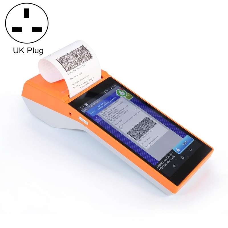 SGT-SP01 5.5 inch HD Screen Handheld POS Receipt Printer, Suit Version, UK Plug(Orange)