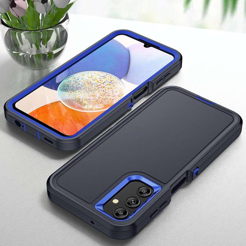 For Samsung Galaxy A14 5G Life Waterproof Rugged Phone Case(Dark Blue + Royal Blue)