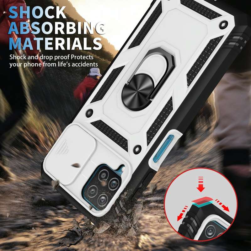 For Samsung Galaxy A12 Sliding Camera Cover Design TPU + PC Protective Case with 360 Degree Rotat...