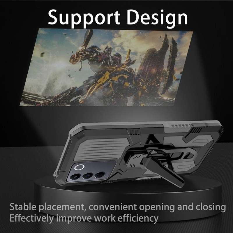For vivo V27 Armor Warrior Shockproof PC + TPU Phone Case(Grey)