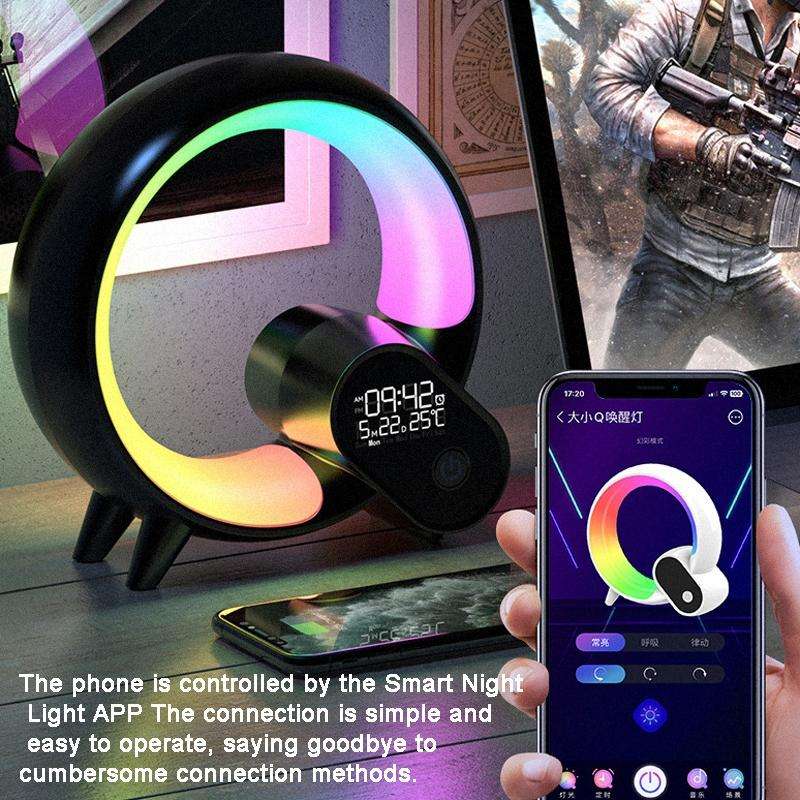 Multi-Functional RGBW Atmosphere Light Bluetooth Speaker Sunrise Wake-Up Lamp Digital Display Ala...